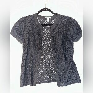 Vintage Forever 21 Black Lace Button-Down Blouse